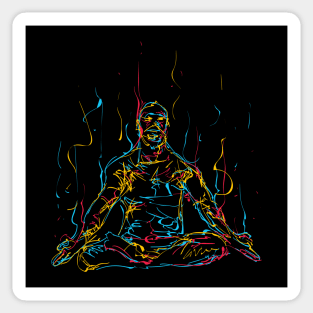 abstract colorful man meditates yoga Sticker